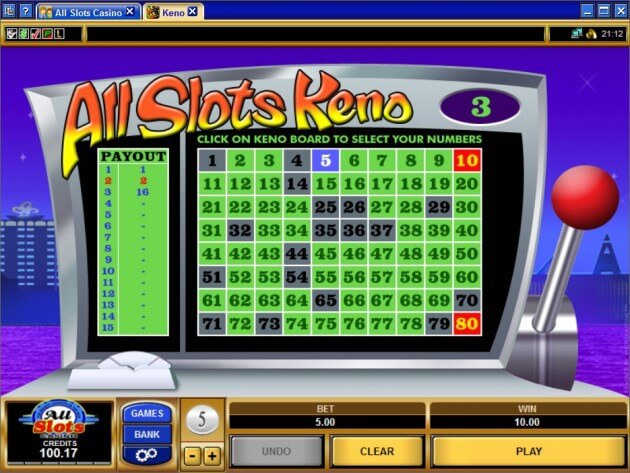 keno casino games real money